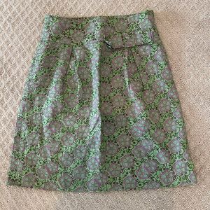 Topshop Green floral Bow Skirt